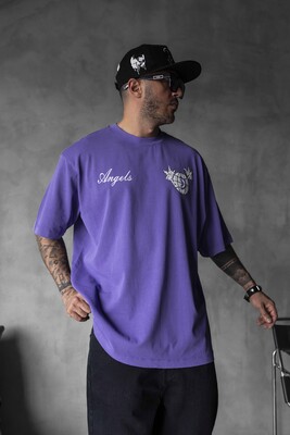 Black Island - ANGELS PRINTED WASHED T-SHIRT PURPLE 1830 (1)