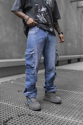 Black Island - Baggy Blue Cargo Pants 16787 (1)