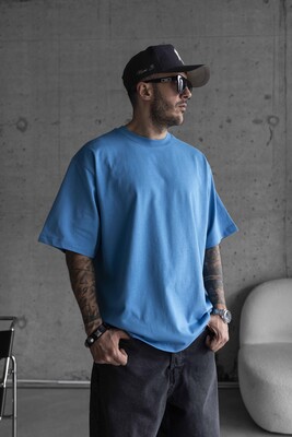 BASIC OVERSIZE BLUE T-SHIRT 1708 - Thumbnail (3)