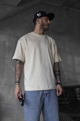 BASIC OVERSIZE BEIGE T-SHIRT 1840 - Thumbnail (3)