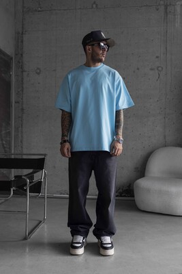 Black Island - BASIC OVERSIZE LIGHT BLUE T-SHIRT 1708