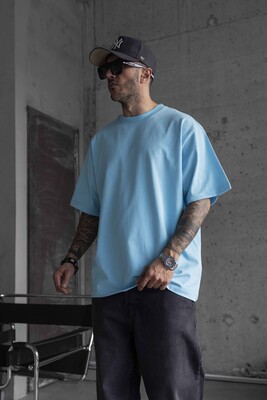 Black Island - BASIC OVERSIZE LIGHT BLUE T-SHIRT 1708 (1)