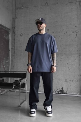 Black Island - BASIC OVERSIZE NAVY BLUE T-SHIRT 1708