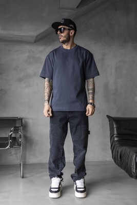 Black Island - BASIC OVERSIZE NAVY BLUE T-SHIRT 1840