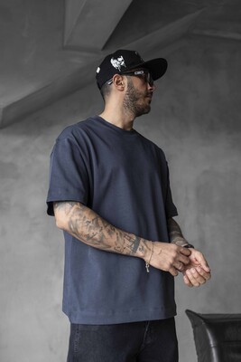 BASIC OVERSIZE NAVY BLUE T-SHIRT 1840 - Thumbnail (2)