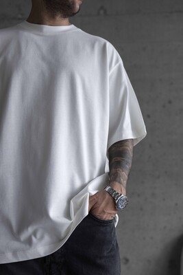 BASIC OVERSIZE WHITE T-SHIRT 1708 - Thumbnail (3)