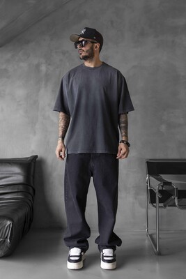 Black Island - BASIC WASHED T-SHIRT BLACK 1685