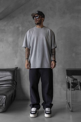 Black Island - BASIC WASHED T-SHIRT GRAY 1685