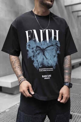 FAITH PRINTED T-SHIRT BLACK 1749 - Thumbnail