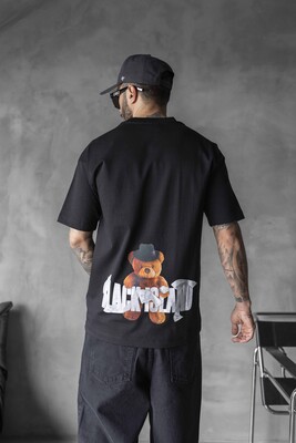 BEAR PRINTED T-SHIRT BLACK 1710 - Thumbnail (3)