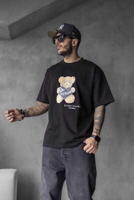 Black Island - BEAR PRINTED T-SHIRT BLACK 1758 (1)