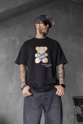 BEAR PRINTED T-SHIRT BLACK 1758 - Thumbnail (3)