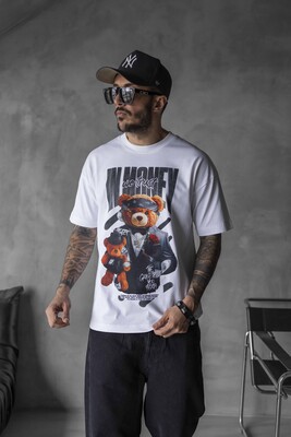 Black Island - BEAR PRINTED T-SHIRT WHITE 1710 (1)