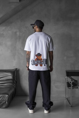 BEAR PRINTED T-SHIRT WHITE 1710 - Thumbnail (2)