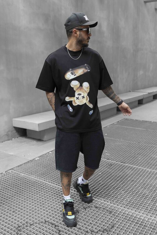 Black Island - BEAR PRINTED T-SHIRT BLACK 1737 (1)