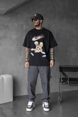 Black Island - BEAR PRINTED T-SHIRT BLACK 1737