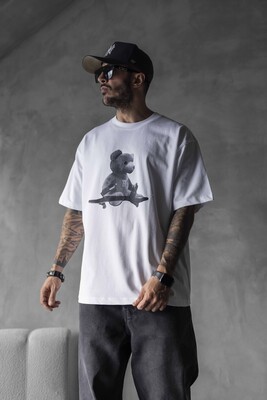 Black Island - BEAR PRINTED T-SHIRT WHITE1757 (1)