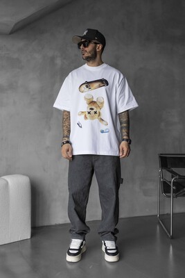 Black Island - BEAR PRINTED T-SHIRT WHITE 1737