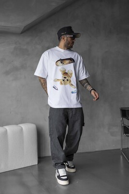 BEAR PRINTED T-SHIRT WHITE 1737 - Thumbnail (3)