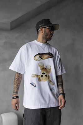 Black Island - BEAR PRINTED T-SHIRT WHITE 1737 (1)