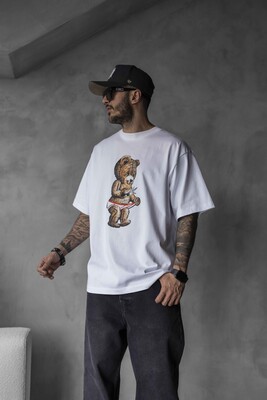 Black Island - BEAR T-SHIRT WHITE 1718 (1)