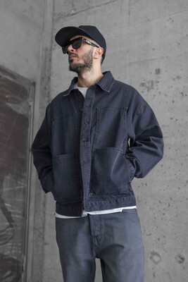 Black Denim Jacket 16963 - Thumbnail