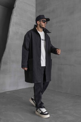 Black Denim Trenchcoats 16936 - Thumbnail (3)