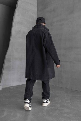 Black Denim Trenchcoats 16936 - Thumbnail (2)