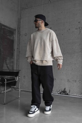 Black Island Beige Sweatshirt 1798 - Thumbnail