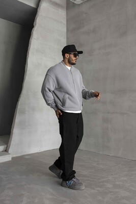 Black Island Gray Zip Sweatshirt 1532 - Thumbnail