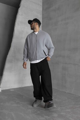 Black Island Gray Zip Sweatshirt 1532 - Thumbnail