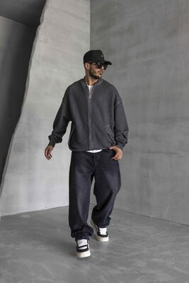 Black Island Grey Zip Sweatshirt 1532 - Thumbnail (3)