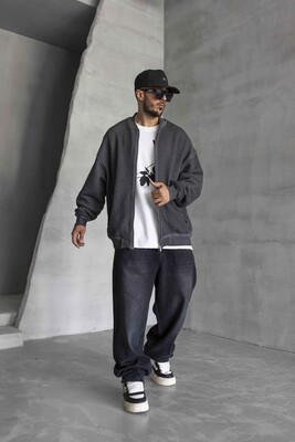 Black Island Grey Zip Sweatshirt 1532 - Thumbnail