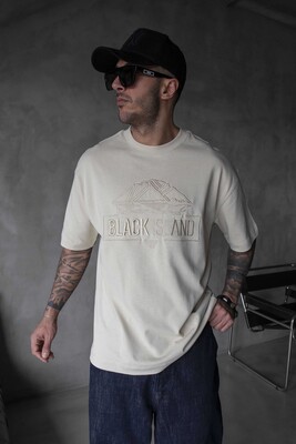 Black Island - Black Island Logo Printed Beige T-shirt 1842 (1)