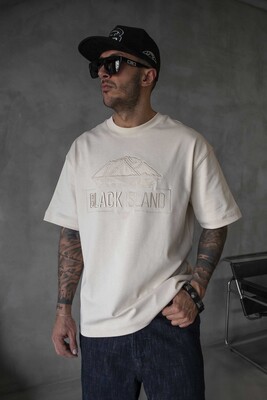 Black Island - Black Island Logo Printed Light Beige T-shirt 1842 (1)