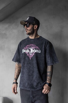 Black Island - BLACK ISLAND PRINTED WASHED T-SHIRT BLACK 1804 (1)