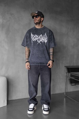 Black Island - BLACK ISLAND PRINTED WASHED T-SHIRT BLACK 1806