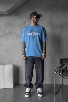 Black Island - BLACK ISLAND PRINTED WASHED T-SHIRT BLUE 1804