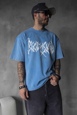 BLACK ISLAND PRINTED WASHED T-SHIRT BLUE 1806 - Thumbnail (2)