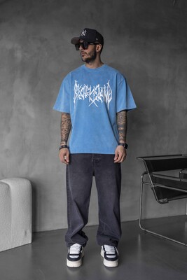 Black Island - BLACK ISLAND PRINTED WASHED T-SHIRT BLUE 1806