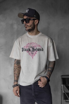 Black Island - BLACK ISLAND PRINTED WASHED T-SHIRT OFF-WHITE 1804 (1)