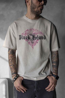 BLACK ISLAND PRINTED WASHED T-SHIRT OFF-WHITE 1804 - Thumbnail (3)