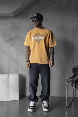 Black Island - BLACK ISLAND PRINTED WASHED T-SHIRT ORANGE 1804