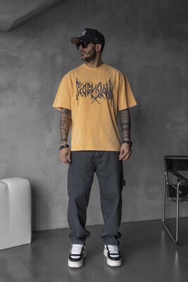 Black Island - BLACK ISLAND PRINTED WASHED T-SHIRT ORANGE 1806