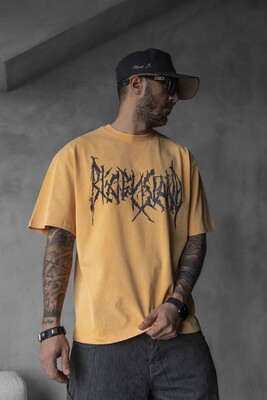 BLACK ISLAND PRINTED WASHED T-SHIRT ORANGE 1806 - Thumbnail (3)