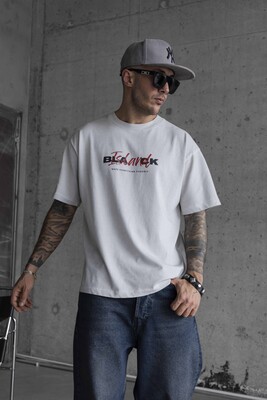 BLACK ISLAND PRINTED WASHED T-SHIRT WHITE 1771 - Thumbnail (2)