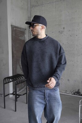 Black Island washed black Sweatshirt 1785 - Thumbnail