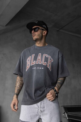 Black Island - BLACK PRINTED WASHED T-SHIRT ANTRA 1808 (1)