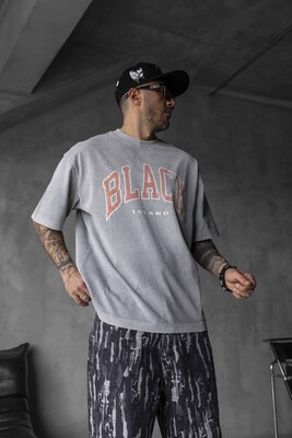 Black Island - BLACK PRINTED WASHED T-SHIRT GRAY 1808 (1)