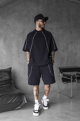 Black Summer Shorts & Tee Set 1822-23 - Thumbnail (3)